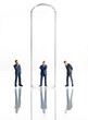 Business figurines placed in and around test tubes