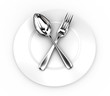 Fork and spoon on a plate