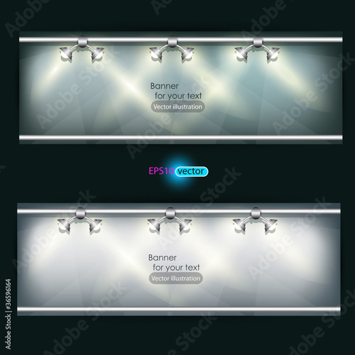 Vector: Empty placard for product advertising with lighting Empty placard for product advertising with lighting