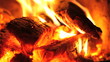 glowing   coals in fireplace. close up