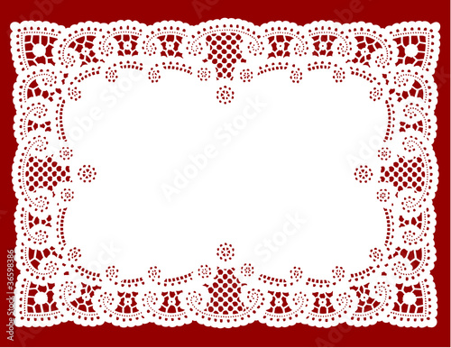 Vektor: Lace Doily Place Mat, White Lace Doily Place Mat, White