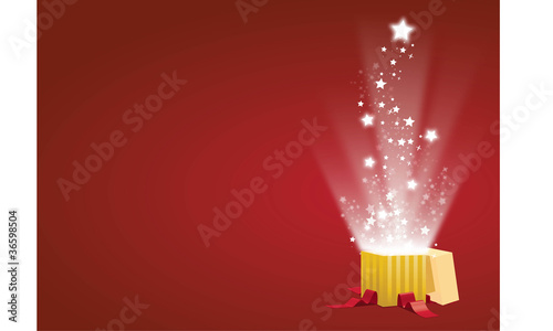 Vector: Open Gift Box Unwrapped Christmas Present Star Burst Open Gift Box Unwrapped Christmas Present Star Burst