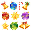 Collection of bright Christmas decorations