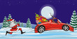 reindeer fleeing from santa claus - christmas scenery
