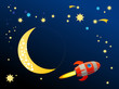 Rocket in space, vector illustration