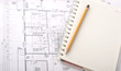Drawings, notepad and pencil