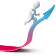 Man rises upward arrow, on a white background, 3d