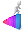 Man climbs up the ladder, confident gait, 3d render