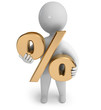 Person is in the hands of a percent sign, 3d render