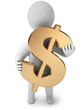Person is in the hands of a dollar sign, 3d render