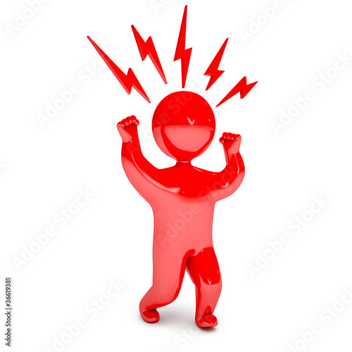 Illustration: Man waving his fists, stomp feet, red with anger Man waving his fists, stomp feet, red with anger