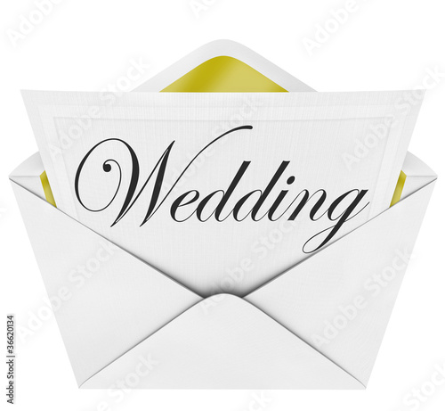 Illustration: Wedding - Invitation and Open Envelope Party Celebration Wedding - Invitation and Open Envelope Party Celebration