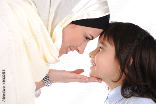 Photo: Muslim mother and son loving each other Muslim mother and son loving each other