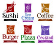 Set of vector symbols and titles for your food and drink design.