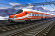 Modern high speed train with motion blur