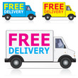 Vector: Vector free delivery lorry icons with driver silhouette Vector free delivery lorry icons with driver silhouette