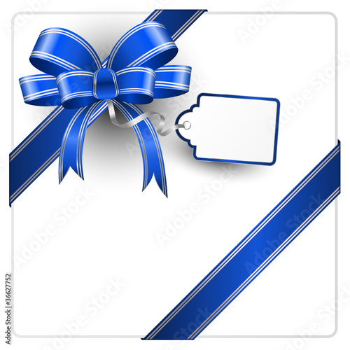 Vektor: Blaue Schleife mit Schild Blaue Schleife mit Schild