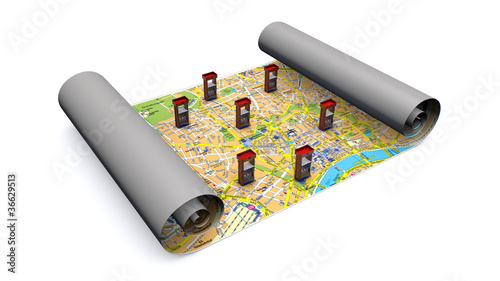 Illustration: stadtkarte und tankstellen stadtkarte und tankstellen