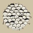 Crowd of funny peoples, sketch for your design