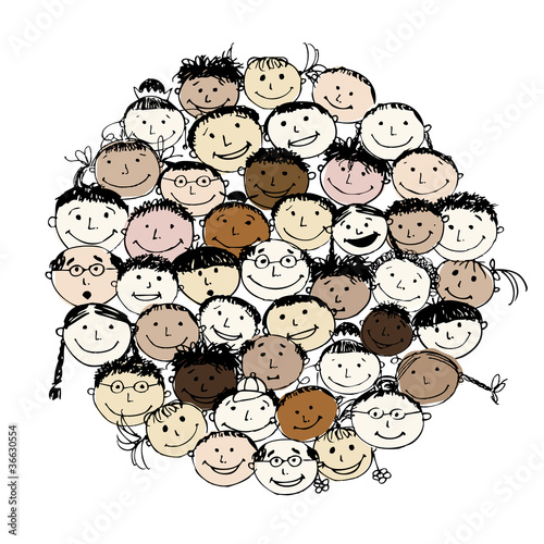 Vector: Crowd of funny peoples, sketch for your design Crowd of funny peoples, sketch for your design