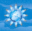 snowmen and globe with  europe