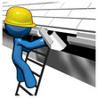 3d Blue Man Replacing Gutters