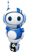 3d Cute Blue Robot with Uniwheel