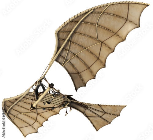 Illustration: 3d Da Vinci Ornithopter Flying Machine 3d Da Vinci Ornithopter Flying Machine
