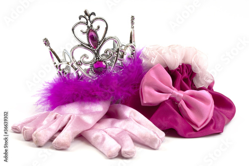 Photo: Pink princess accessories; crown, gloves and bag Pink princess accessories; crown, gloves and bag