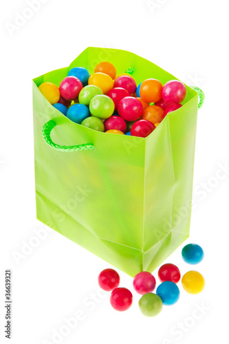 Photo: Candy bag with chewing gum balls Candy bag with chewing gum balls