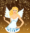 Angel girl on gold background Angel girl on gold background