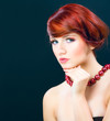Portraiture of beauty red hair female model girl