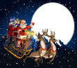 Illustration: Illustration of Santa Claus in a sleigh with reindeer Illustration of Santa Claus in a sleigh with reindeer