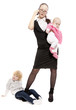 Young business lady with her little children