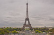 eiffel tower on a cloudy day