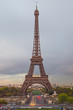 eiffel tower on a cloudy day