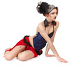 Foto: girl in a cabaret style on a white girl in a cabaret style on a white