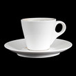 White coffee cup with tasty sweets isolated White coffee cup with tasty sweets isolated