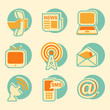 Internet network and Media icons in vintage style
