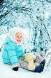 winter small girl has a fun in snow forest winter small girl has a fun in snow forest