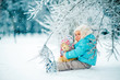 winter kid play in the fairy forest