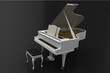 White piano on dark background