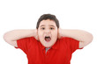 Horizontal portrait of a young boy yelling Horizontal portrait of a young boy yelling