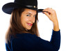 Friendly country girl with a cowboy hat