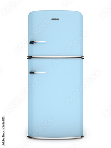Illustration: retro refrigerator.Front view retro refrigerator.Front view