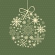 Vintage christmas card with ball, bow and snowflakes