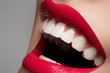 Close-up happy female smile with healthy white teeth