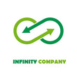 Logo infinite with arrows. Green recycling # Vector
