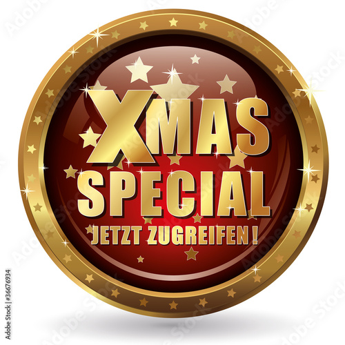 Vector: Xmas Special - Jetzt zugreifen! - Button gold Xmas Special - Jetzt zugreifen! - Button gold