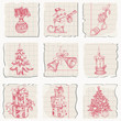 Christmas icons hand drawn on paper